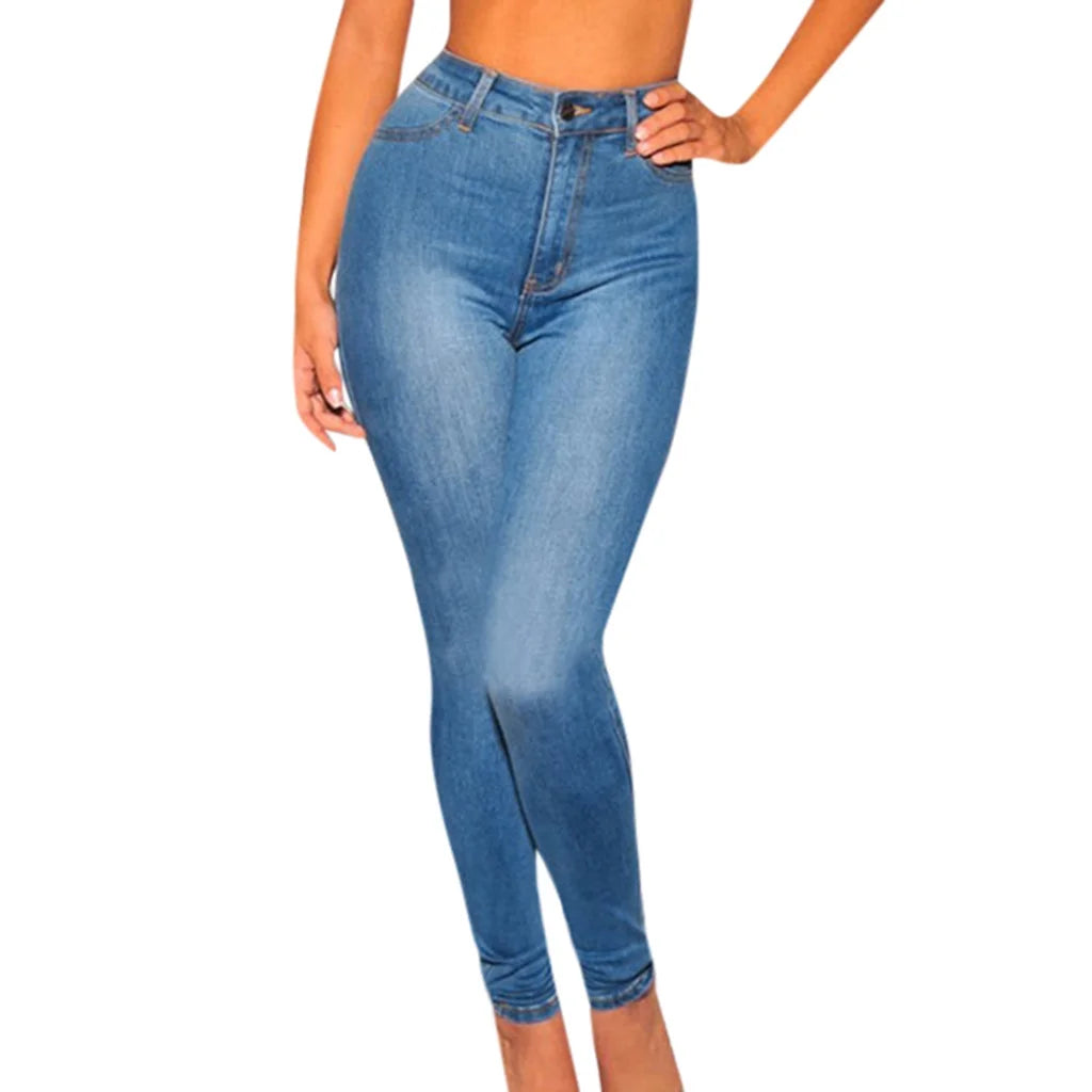 High Rise Skinny Jeans for Women Pull on Jeans for Women Stretch Women Hight Elastic Waisted Hole Denim Jeans Stretch Slim Pants Length Jeans