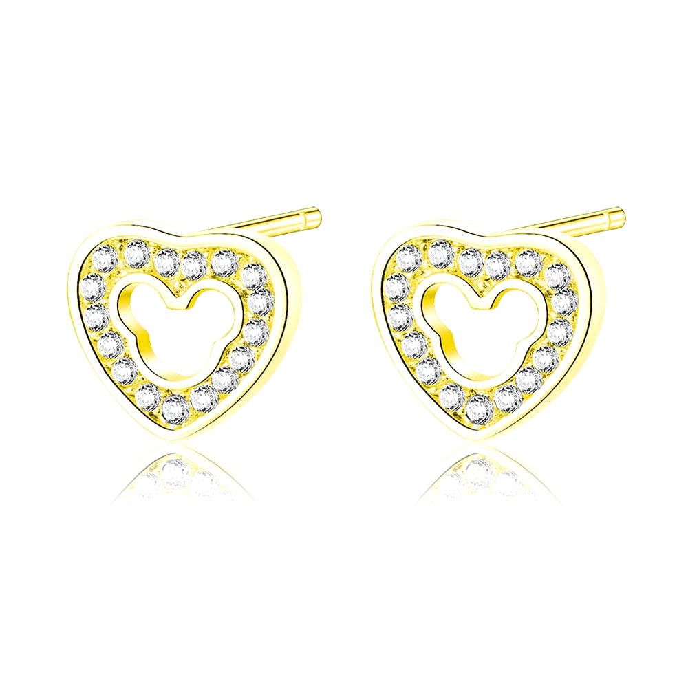 DWE327 Cute Love Heart Crystal Rose Gold Color Stud Earrings Fashion CZ Dimond Jewelry Earings for Women Wholesale Brincos