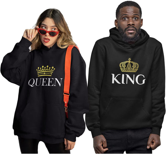 King and Queen Hoodies Set for His and Hers Sweatshirts Matching Couple Hoodies