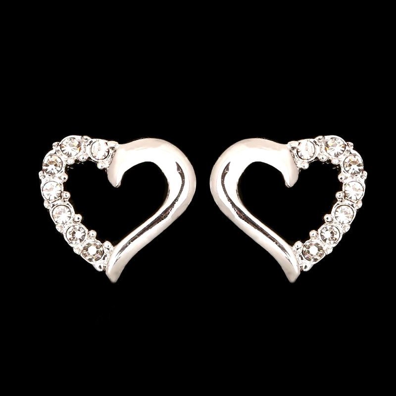 DWE327 Cute Love Heart Crystal Rose Gold Color Stud Earrings Fashion CZ Dimond Jewelry Earings for Women Wholesale Brincos